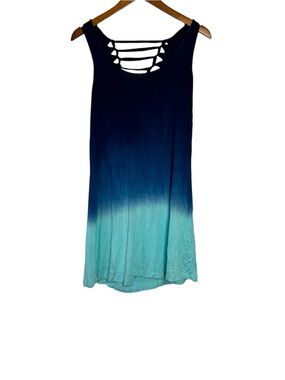 Beach Break Ombre Navy to Teal Ladder Back Tank Top size Small